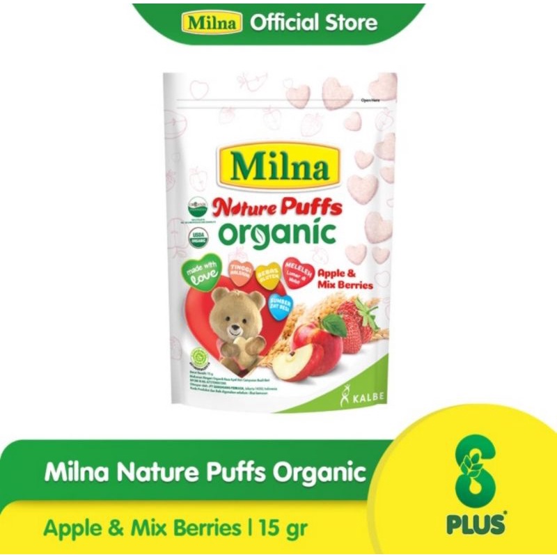 Milna Nature Puffs Organic 15 Gr - Snack Makanan Ringan Bayi &amp; Anak