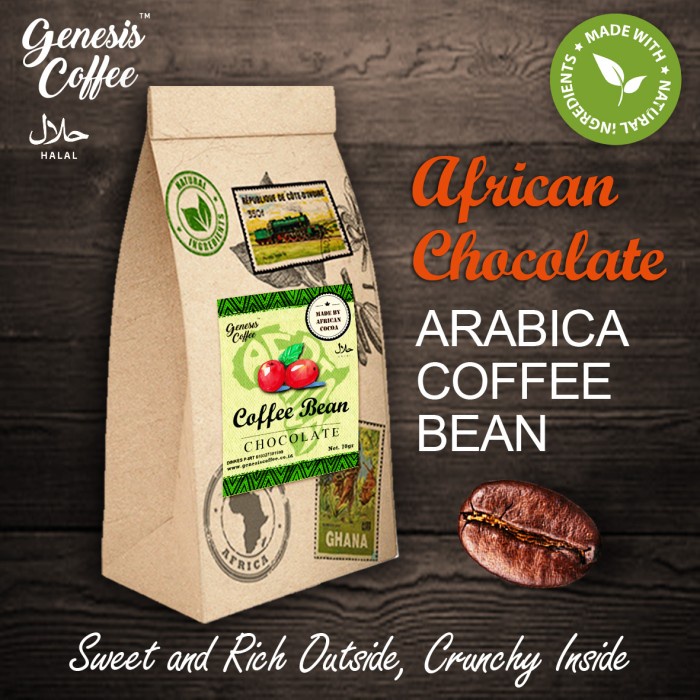 

4eh African Chocolate - Arabica Coffee Bean / Biji Kopi Dilapisi Coklat 60Jhh