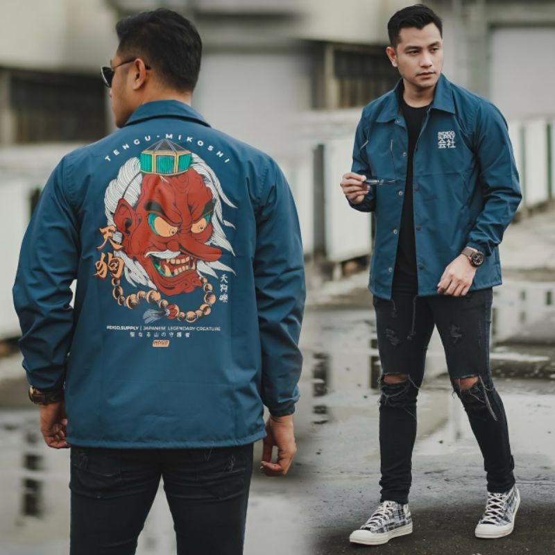 Jaket Pria Wanita Dewasa Lengan Panjang Coach Motif Karakter Basic Parasut