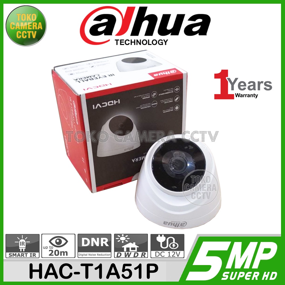 KAMERA CCTV INDOOR 5MP DAHUA HAC-T1A51P HDCVI CAMERA CCTV