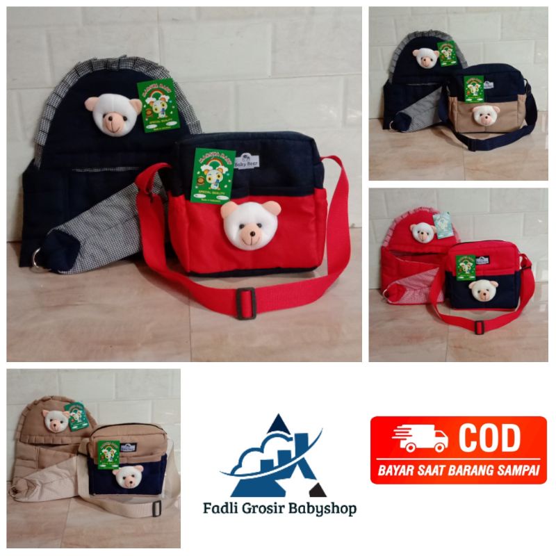 Tas Bayi Boneka Beruang Dan Gendongan Bayi Boneka Beruang ( 2 in 1 )