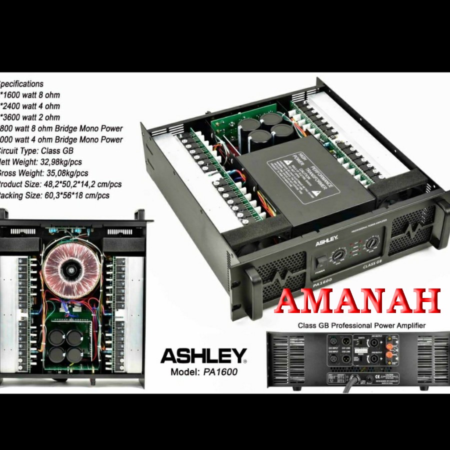 POWER AMPLIFIER ASHLEY PA1600 / PA 1600 ORIGINAL