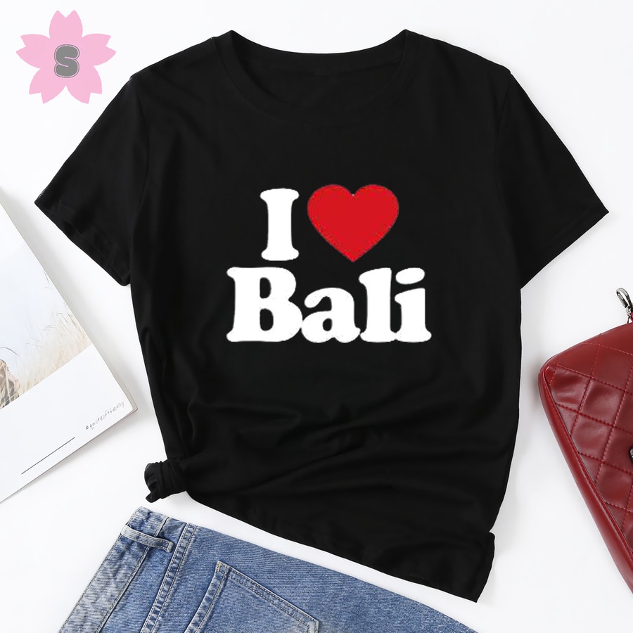 Baju Kaos katun I Love Bali catton tebal halus