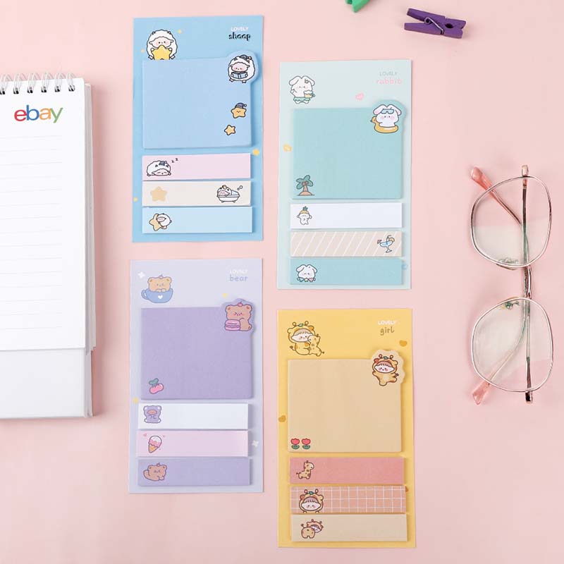 80 Lembar Sticky Note Tebal Portable Motif Kartun Untuk Stationery Sekolah / Kantor