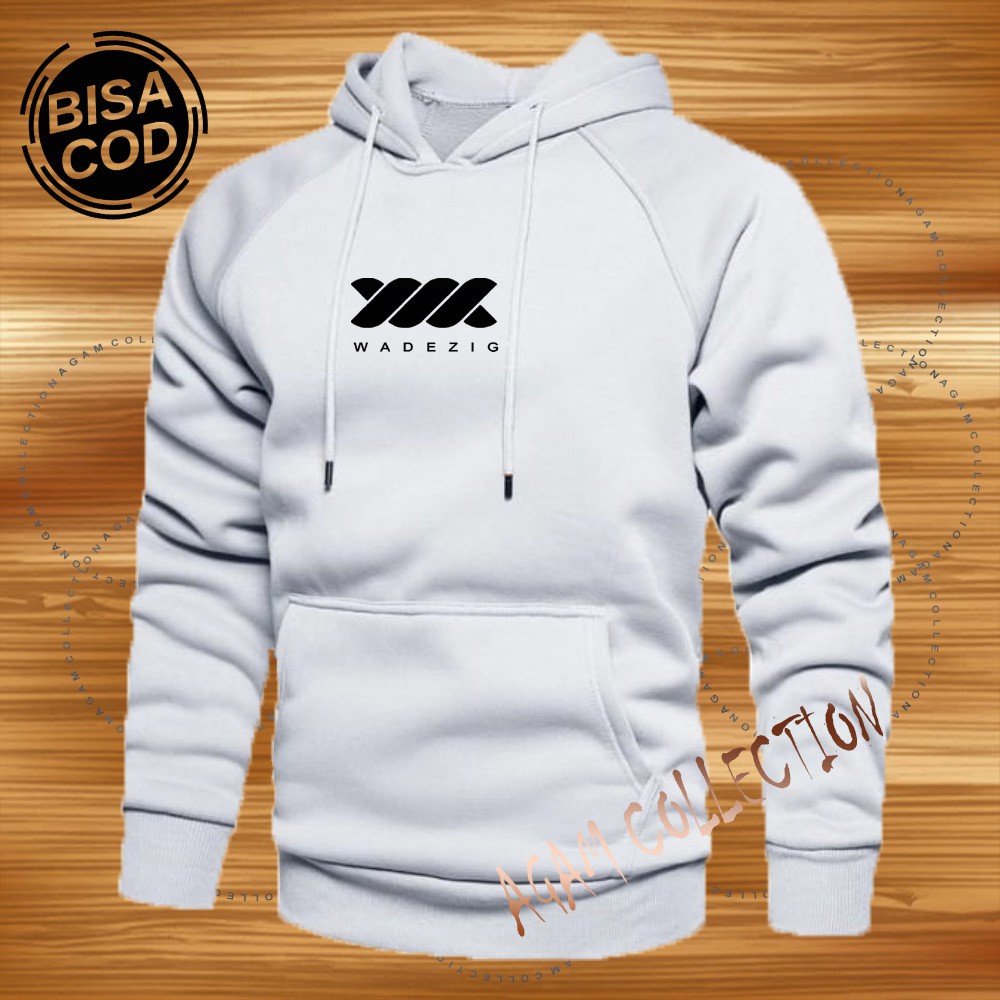 Agam collection Sweater Hoodie Distro Wadezi9 Premium Text Hitam Pria Wanita-Putih