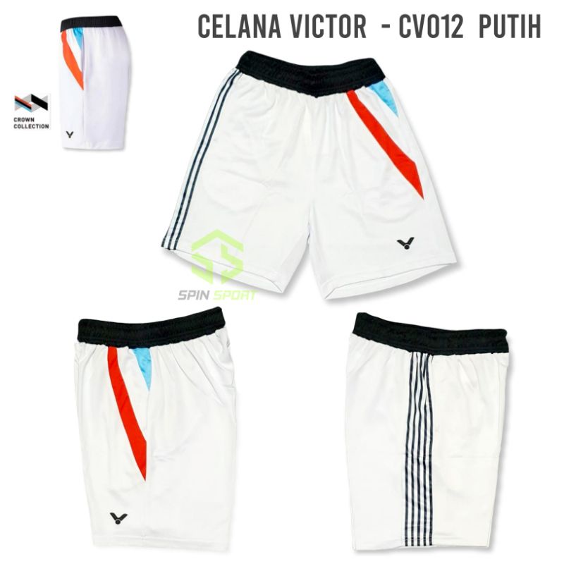 [CV012 Putih] Celana Pendek Victor Crown Collection Import Premium Badminton Bulutangkis Short Pants Pria Cowok Laki Laki Sport Kolor Olahraga Fashion CV012 Shorts Short Pant-1