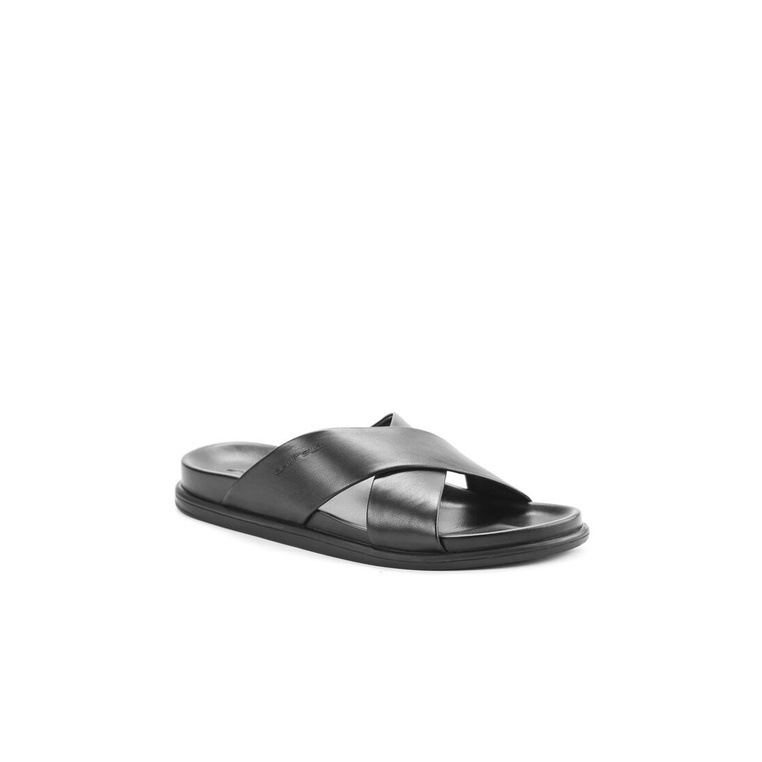 SANDAL SLIDE ANDREW PRIA ORIGINAL CASUAL KULIT BRANDED HITAM ANM03