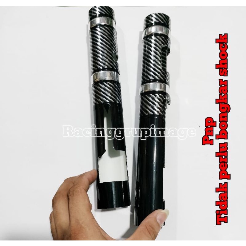 COVER SHOCK/COVER TABUNG SHOCK DEPAN VARIASI HONDA BEAT SCOOPY VARIO GENIO DLL _ CARBON