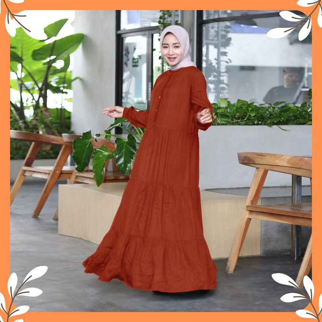 Homey Dress Polos - Baju Muslim Jumbo Wanita Gamis Terbaru Bahan Rayon Viscose Premium Ld 120cm
