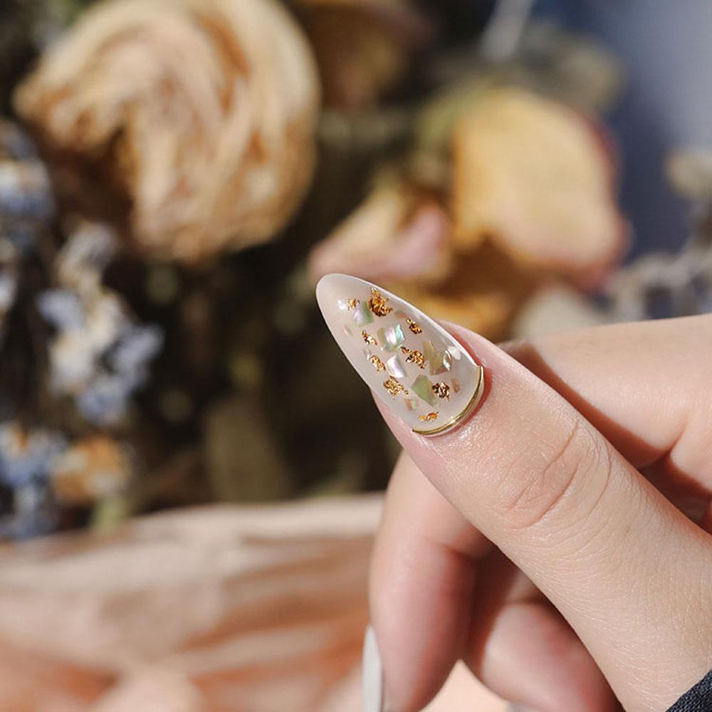 AUGUSTINA Agustina Nail Art Abalone Slice Wanita Gadis Jepang Warna-Warni Alami DIY Manicure Aksesoris Perhiasan Kuku 3D Dekorasi Nail Art