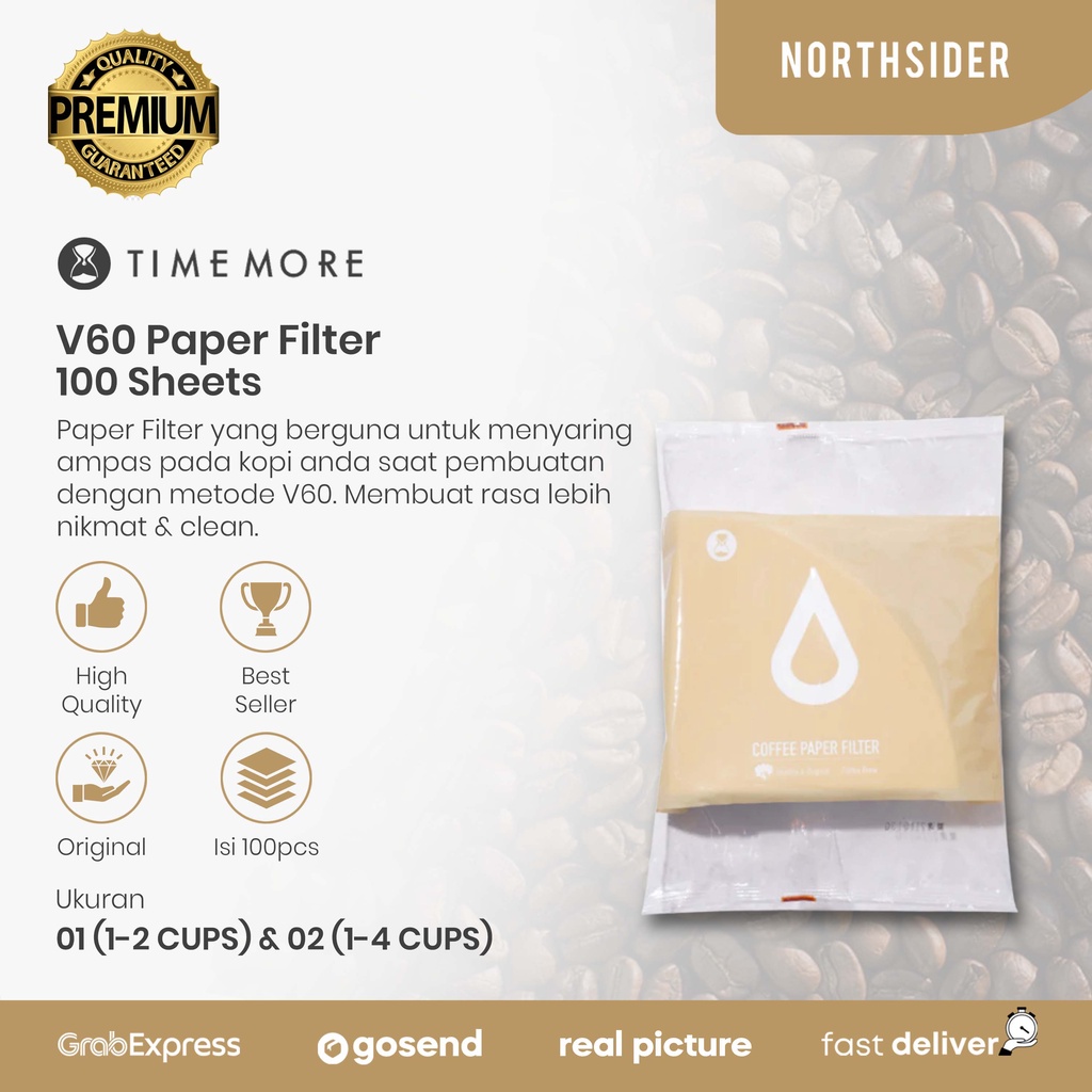 TIMEMORE V60 PAPER FILTER 100 SHEETS MADE IN JAPAN