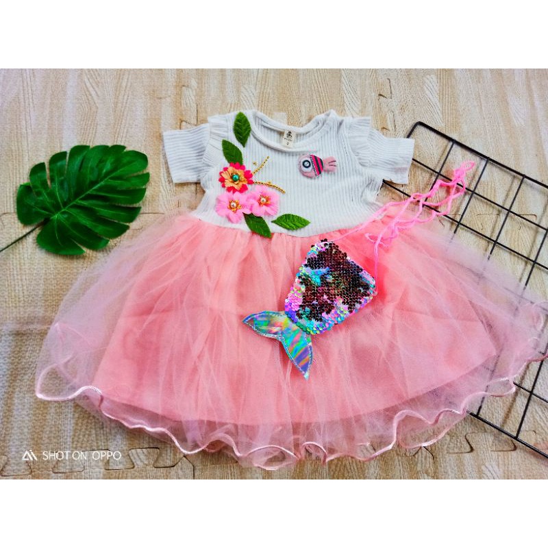 [0-5th] DRESS TUTU ANAK GAUN PESTA DRESS TILE ANAK IMUT MOTIF BUNGA FREE TAS USAP IKAN / DRESS TUTU ANAK IMPORT PREMIUM BUNGA / DRESS TUTU ANAK FLOWER MEWAH