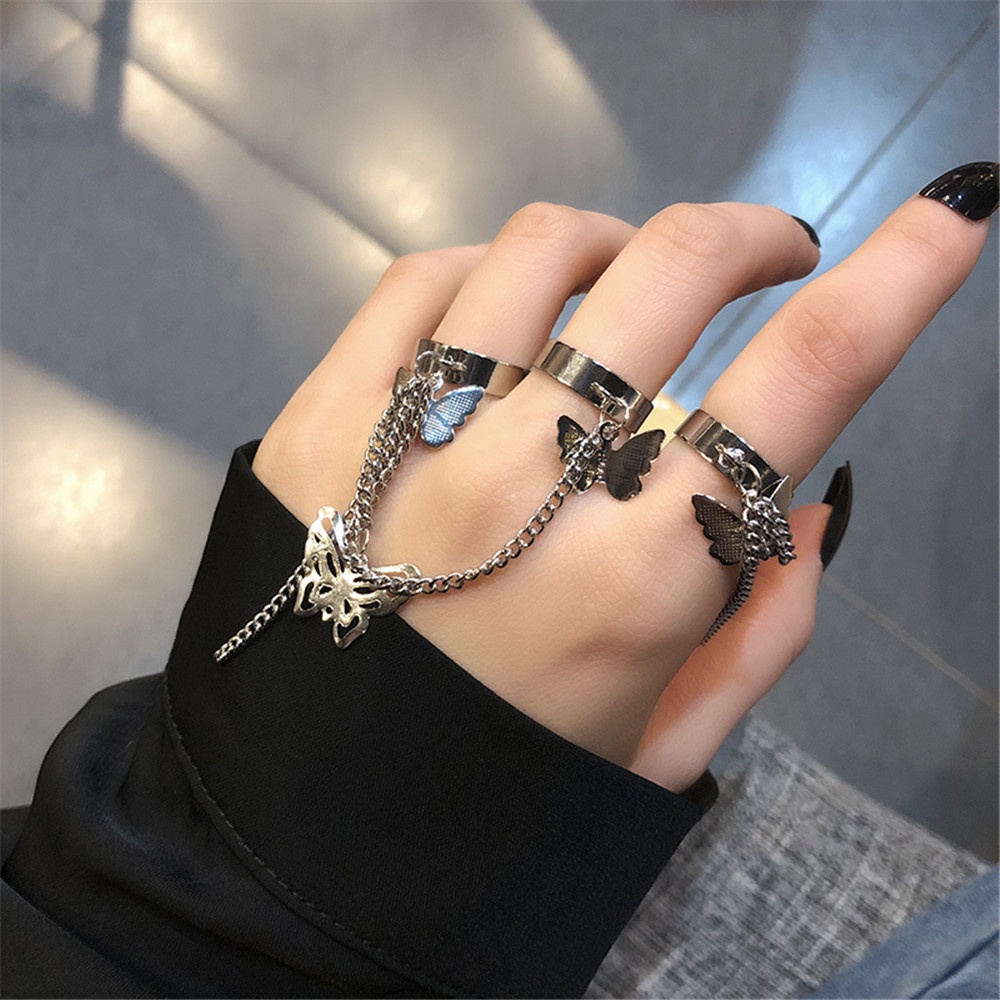 Cool Tassel Finger Ring Vintage Thumb Ring Butterfly Opening Ring Party Jewelry Fashion Accessories