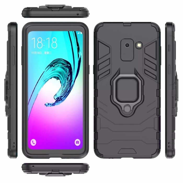 CASE SAMSUNG A8 PLUS 2018 RUGGED ARMOR ROBOT STANDING IRING
