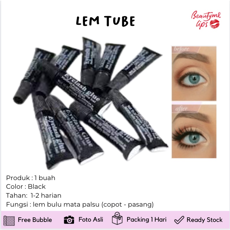 (TUBE) lem bulu mata palsu 1gr tube warna hitam dan putih glue made in korea eyelash adhesive latex 1ml