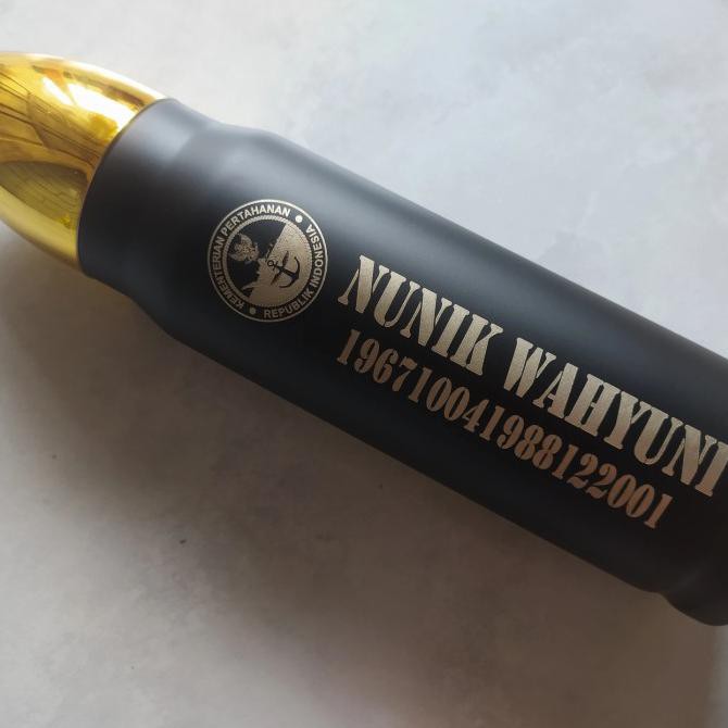 Paling Dicari] Tumbler Peluru Custom Free Sedotan Stainless Gravir Nama - Hitam