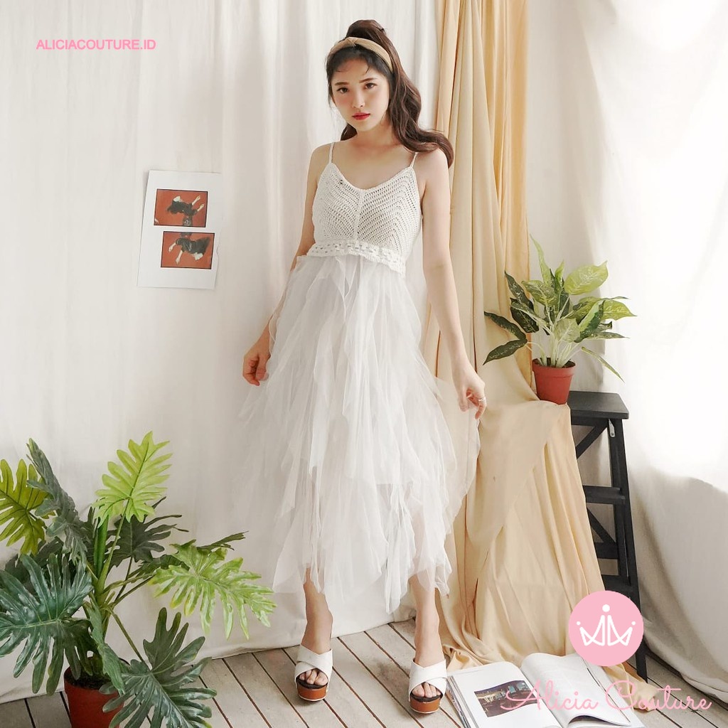 Alicia Couture - Party Lace White Dress - Ready Stock - Party Dress Wanita Korean Style