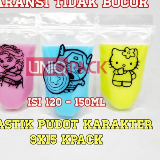 ✯ Plastik Pudot Karakter 9x15 Kpack/ Standing Pouch Pudot/ Puding Sedot 100 pcs ♦