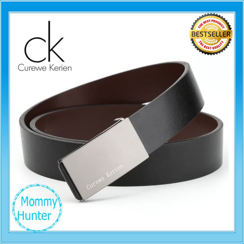 Ikat Pinggang Kulit Pria Impor CK Minimalis Gasper Sabuk - Cokelat