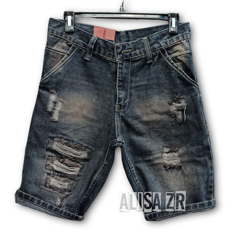 COD CELANA JEANS PENDEK PRIA MOTIF SOBEK ROBEK RIPPED TERBARU DAN TERLARIS