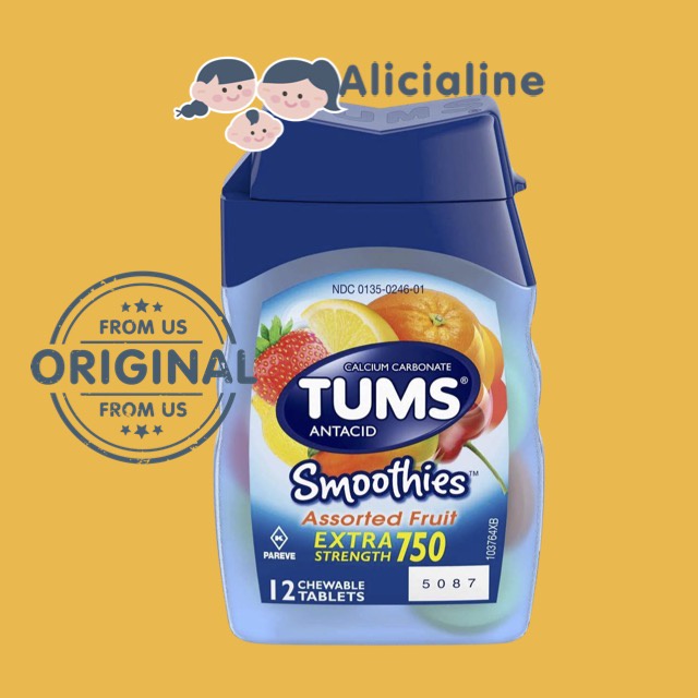 Jual Tums Antacid Extra Strength 750 Smoothies Assorted Fruits 12