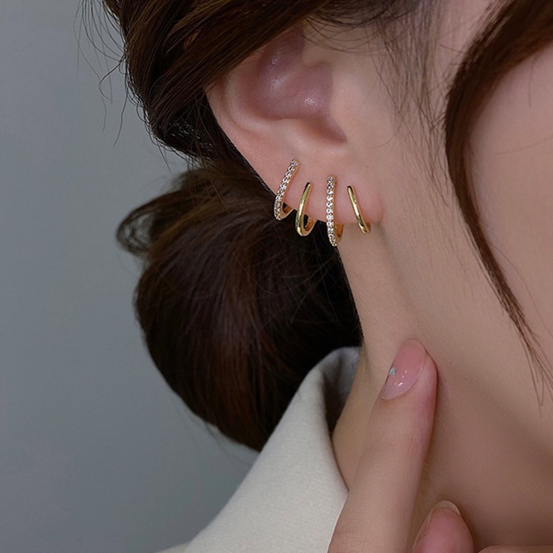 Anting Tusuk Bentuk Geometri Bahan Metal Untuk Wanita