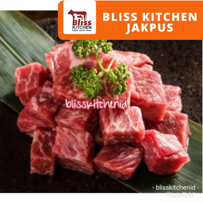 

Saikoro Beef Wagyu Meltik Cubes Steak 2cm×2cm pack 250gr