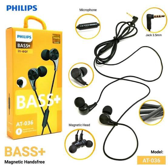 PHILIPS AT-036 Magnetic Mic Hybrid Headset / Earphone / headphone / earplug stereo bass