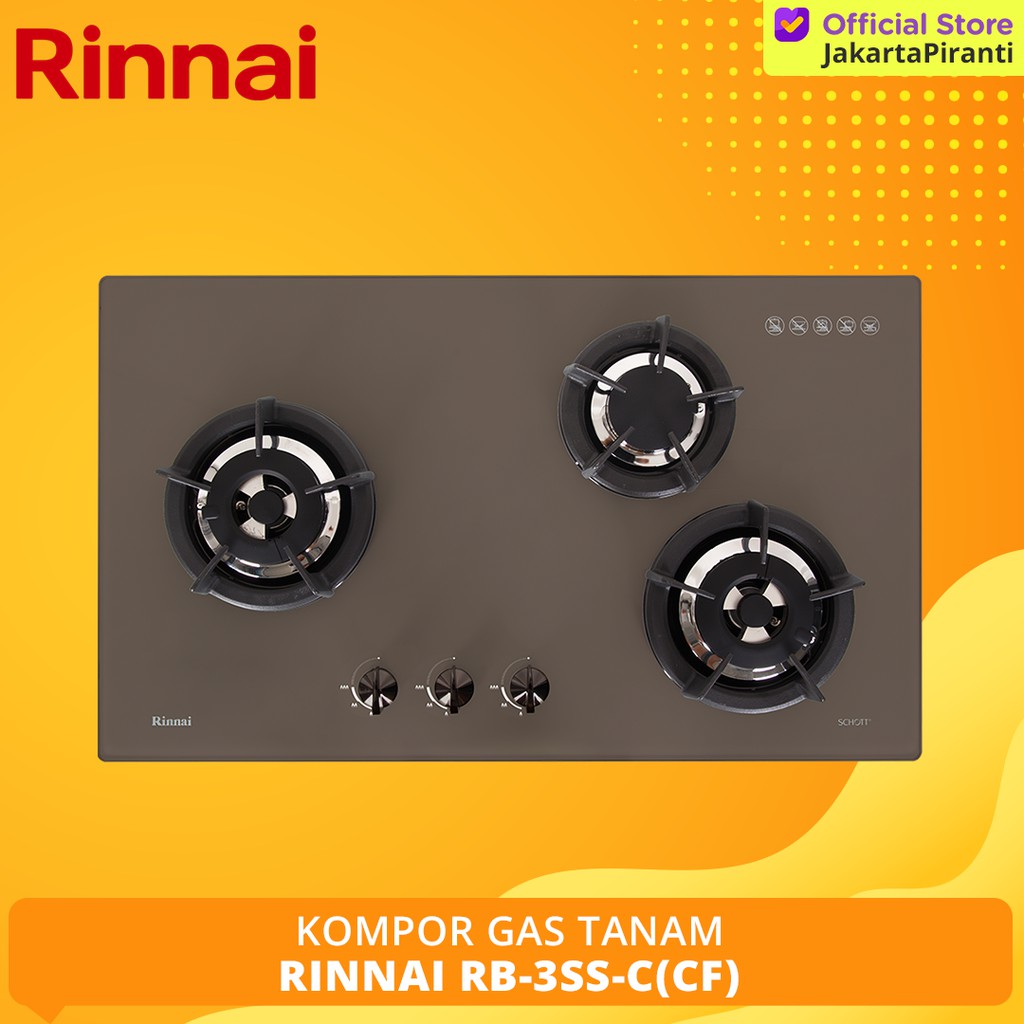 Built-in Gas Hob Kompor Gas Tanam 3 Tungku Rinnai RB-3SS-C (CF)