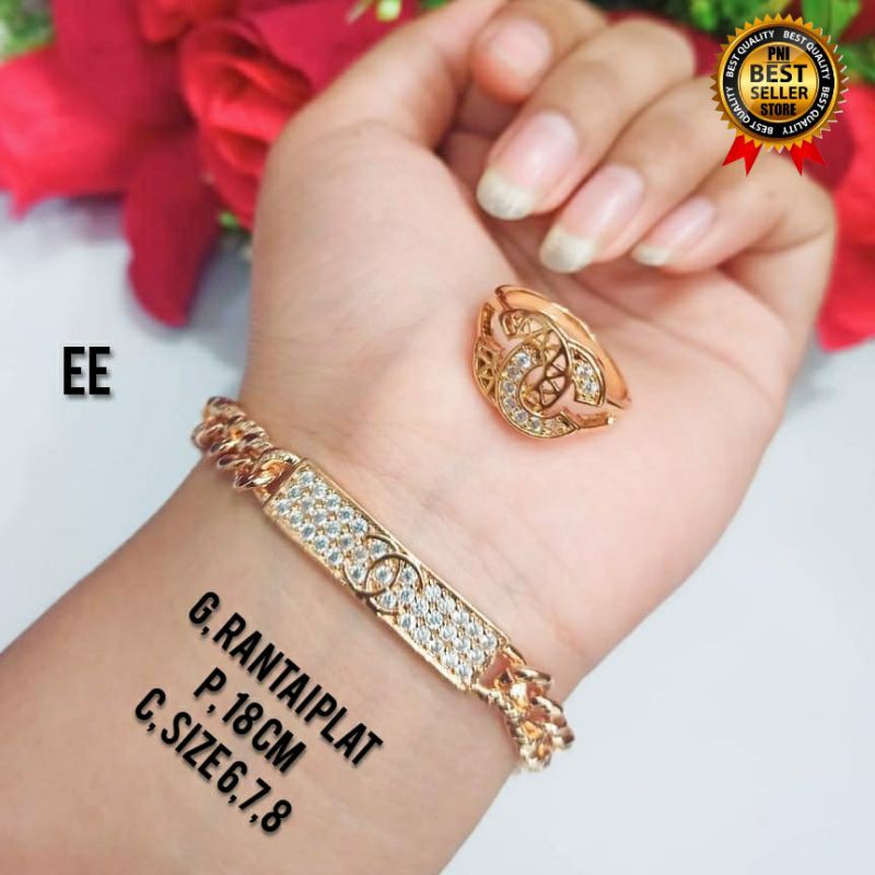 GELANG TANGAN WANITA RANTAI PLAT FREE CINCIN MOTIF CHENELL BANYAK PILIHAN MODEL DAN BENTUK NYA