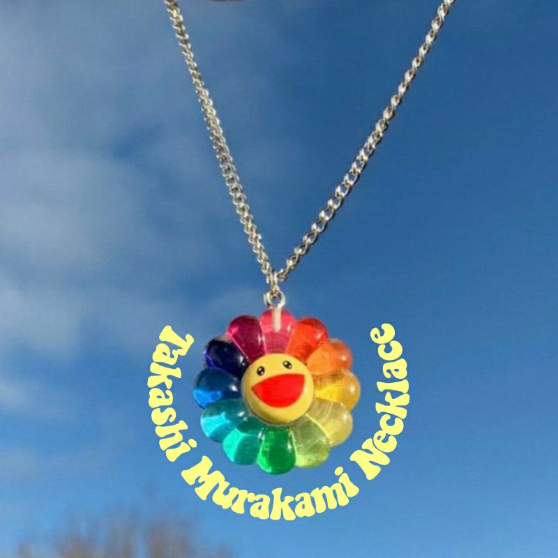 Takashi Murakami Necklace Kalung Takashi Murakami BTS Kalung Bunga Pelangi Kidcore Kalung Lucu BTS