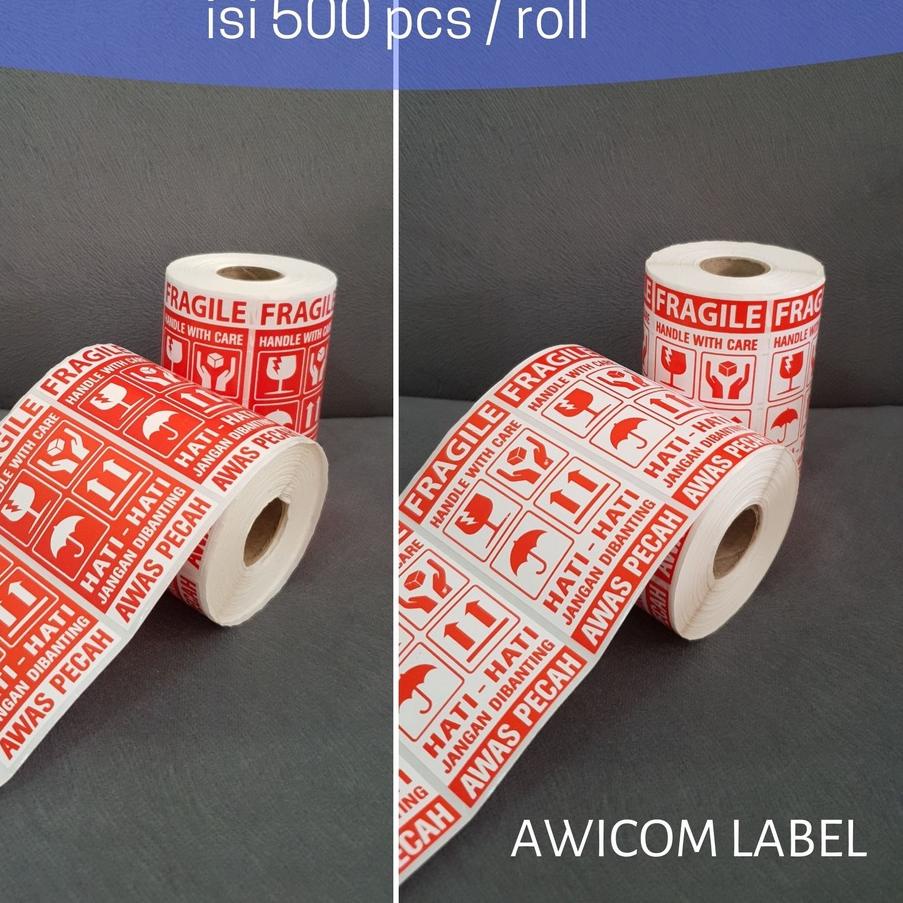 

Update - Label Sticker FRAGILE 95x50 HANDLE WITH CARE HATI-HATI JANGAN DIBANTING AWAS PECAH 95 x 50 isi 500 !!
