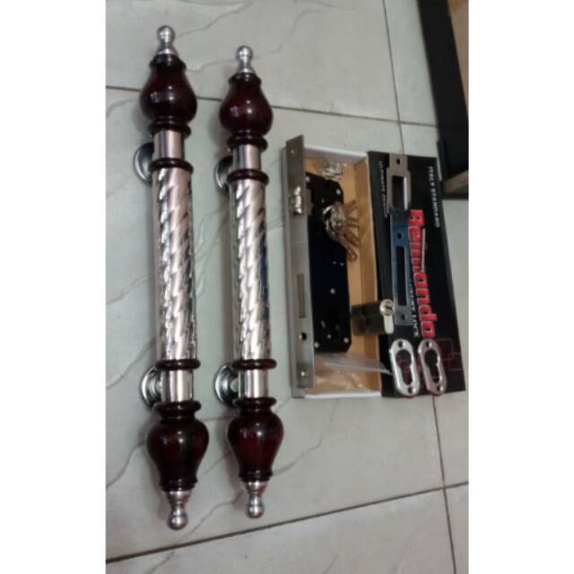 Handle pintu stainless 42cm 1set+kunci