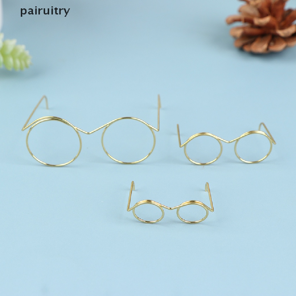 Prt 5 / 10Pcs Kacamata Frame Bulat Tanpa Lensa Gaya Retro Untuk Boneka 9 / 25 / 30cm