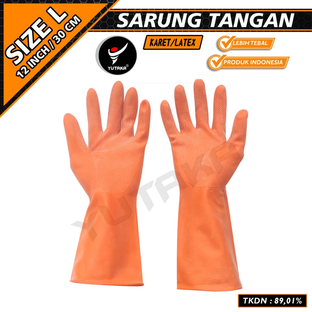 SARUNG TANGAN KARET 12 INCH YUTAKA Orange/sarung tangan karet cuci piring/murah  sarung tangan karet