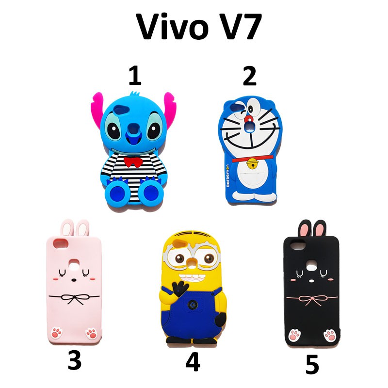 Silikon 3D karakter Silicon VIVO V7 silikon tebal karakter lucu / case anak anak warna biru / pelindung hp