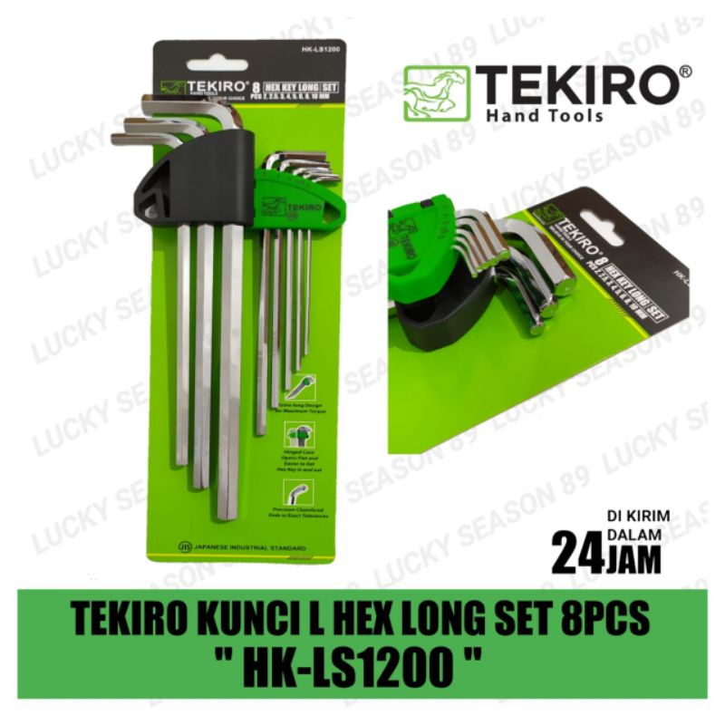 Tekiro HK-LS1200 Hex Key Long Set/Kunci L Set/Kunci L Panjang 8pcs