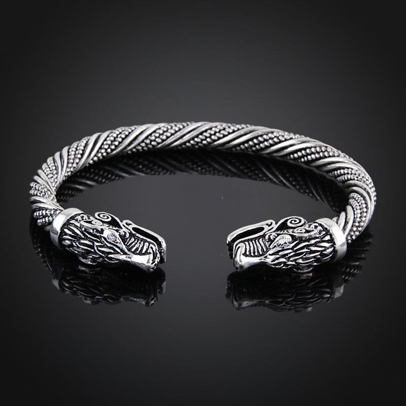 Perhiasan Gelang Desain Naga Bahan Stainless Steel Gaya Vintage Untuk Pria