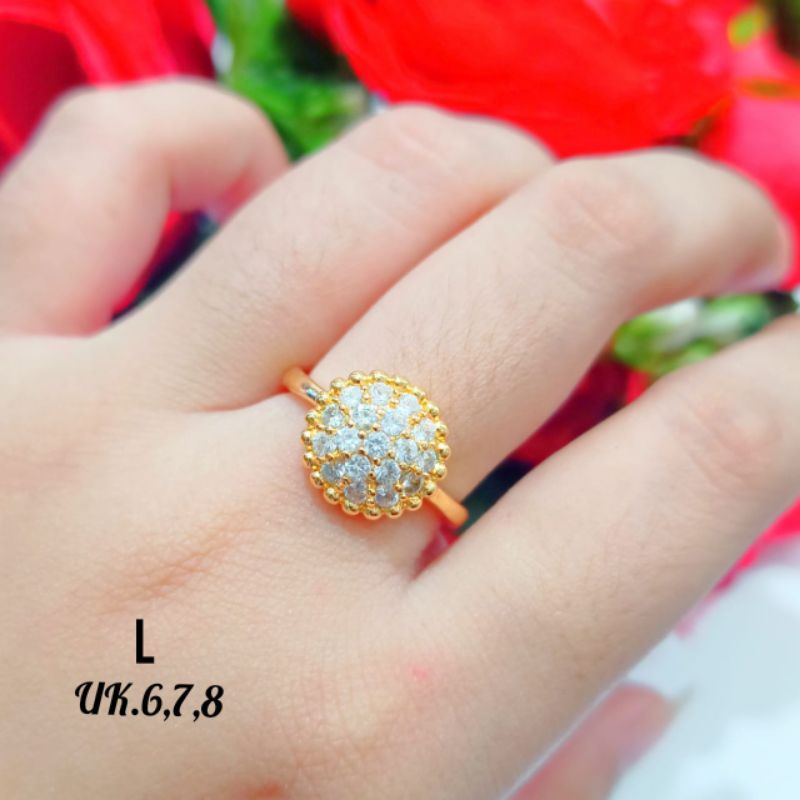 Cincin permata zircon Dewasa setengah lingkar wanita TIDAK karat *COD*