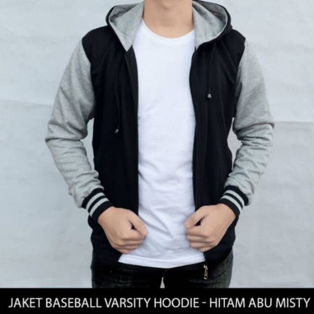 Jaket baseball polos hoodie resleting reglan pria wanita-2