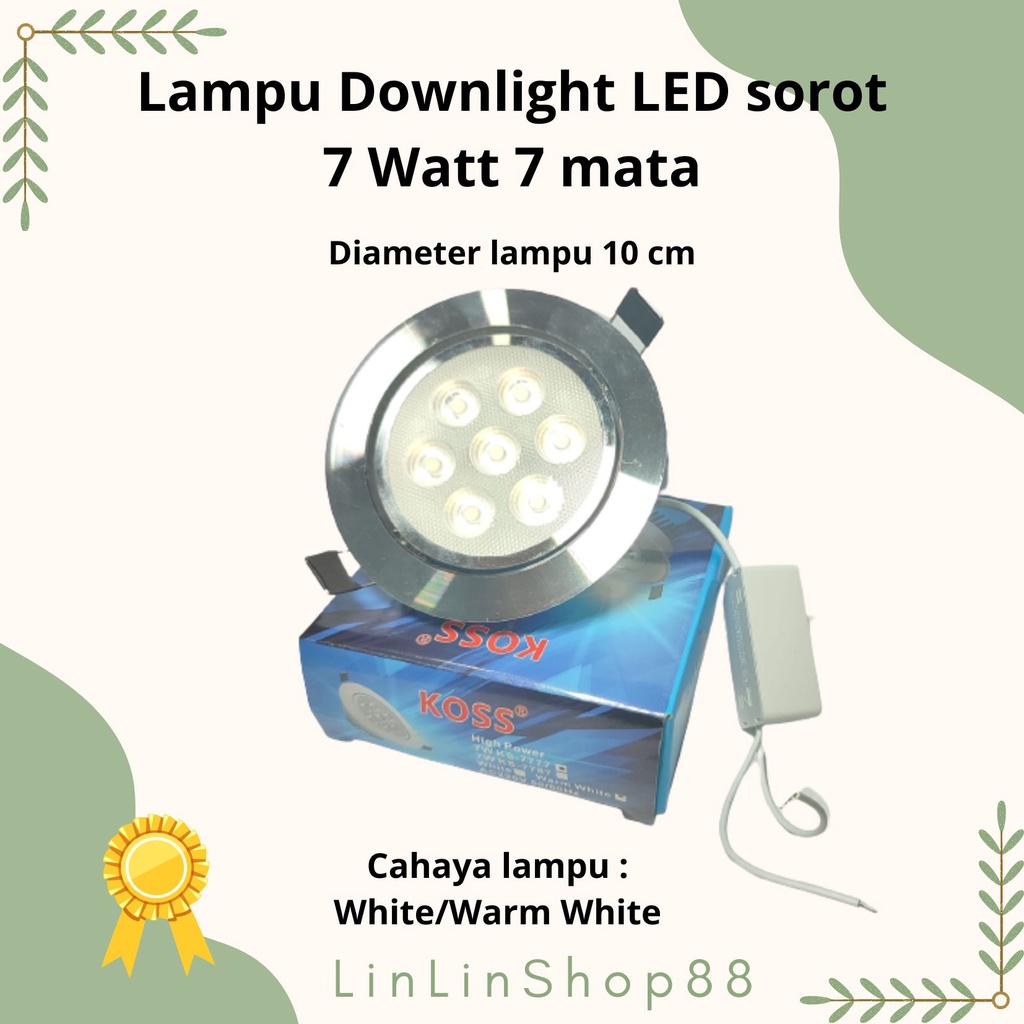 Lampu Downlight LED sorot 7Watt 7mata White / WarmWhite