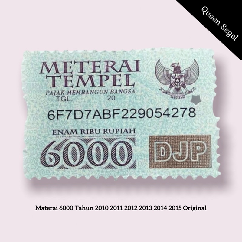Materai 6000 Tahun 2010 2011 2012 2013 2014 2015 Perangko Matrai Tempel Lama Asli Pos Original