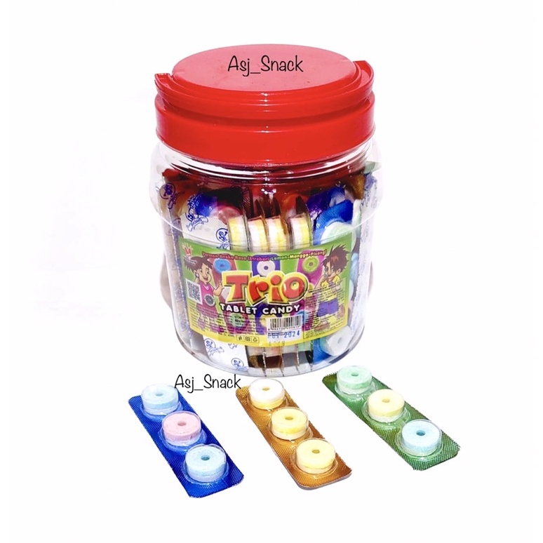 

Permen Keras Aneka Rasa, Permen Trio Tablet Candy Toples ( 45 Tablet x 4.5g )