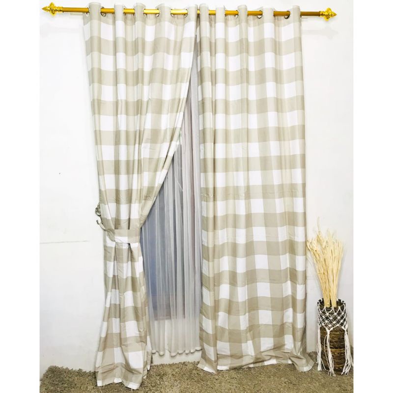 GORDEN / GORDYN EMILY CUTTON DISPERSE AESTHETIC HORDENG SMOKERING 12 KORDEN PINTU / JENDELA HOMEMADE TIRAI MINIMALI 12 LUBANG KOREAN STYLE KATUN - 135cmx220cm