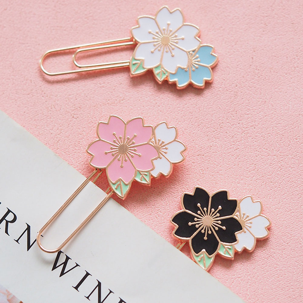 LANFY Durable Bookmark Simple Student Supplies Stationery Gift Paper Clip Colorful Decor Metal Sakura School Office Supplies