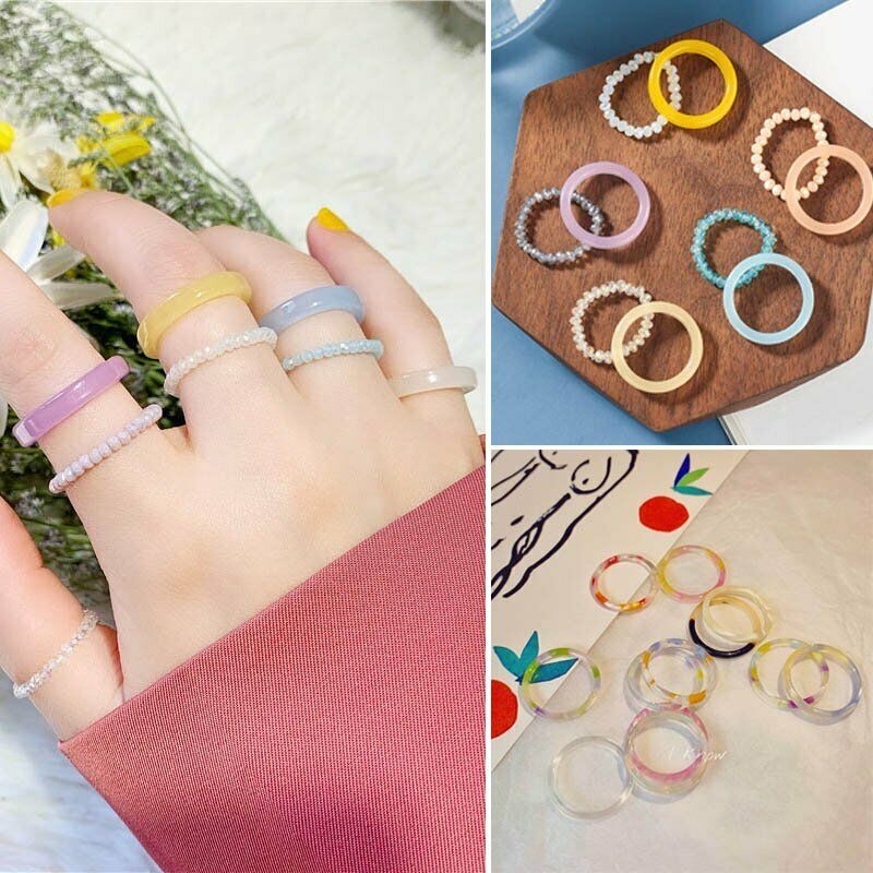 2020 Cincin Resin Akrilik Transparan Warna-Warni Untuk Wanita