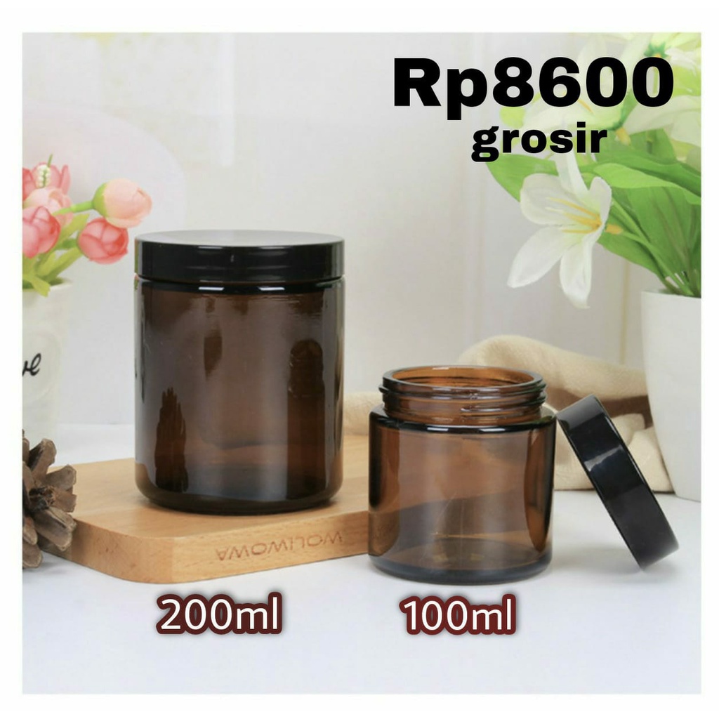 Jar Kaca Lilin 200gr-270gr Pot Cream Amber Glass Jar 200ml-270ml Pot Pomade Wax Lilin Kosmetik Lulur