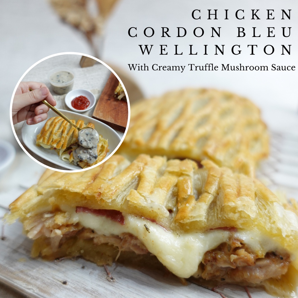

Chicken Cordon Bleu Wellington with Truffle Mushroom Sauce - Large