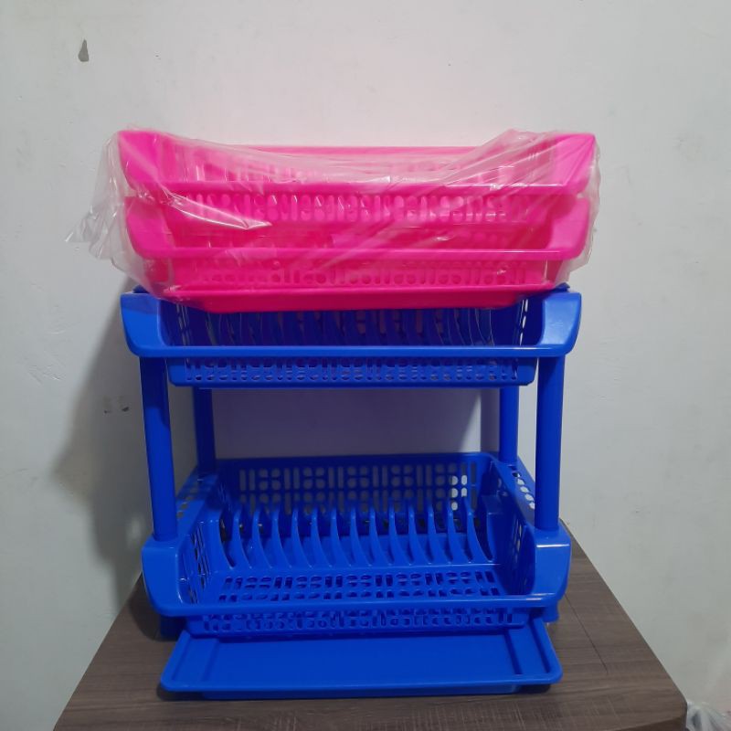 Rak Piring Plastik Susun 1 dan 2 Shinpo + Nampan