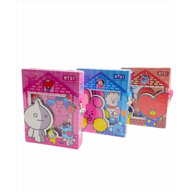 BUKU DIARY BTS / BT21 - BESAR CATATAN DIARY KUNCI GEMBOK BTS RED PINK BLUE / LOCK PERSONAL NOTEBOOK KUNCI TEBAL ARMY KPOP